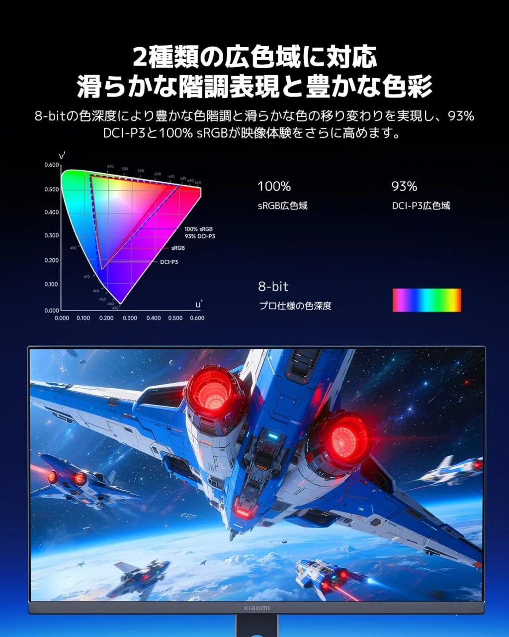 Xiaomi ゲーミングモニター G25i 2026の色表現仕様