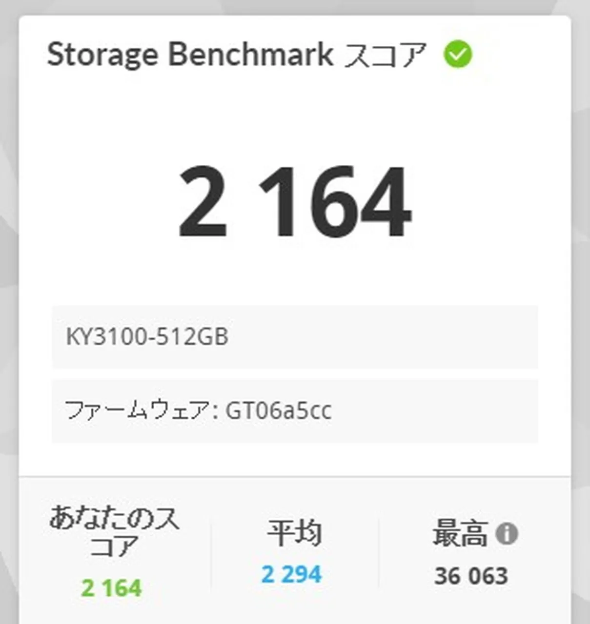 Storage Benchmarkの結果
