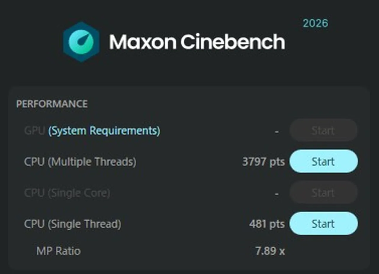 Cinebench 2026の結果