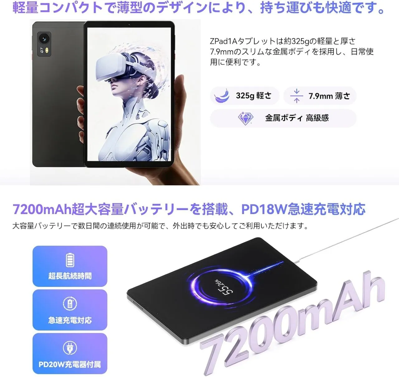 LZF ZPad1Aのバッテリー仕様