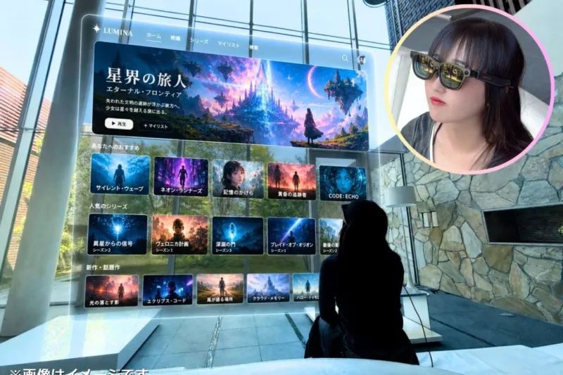 VITURE Luma Ultraを着けて映像を観ている女性